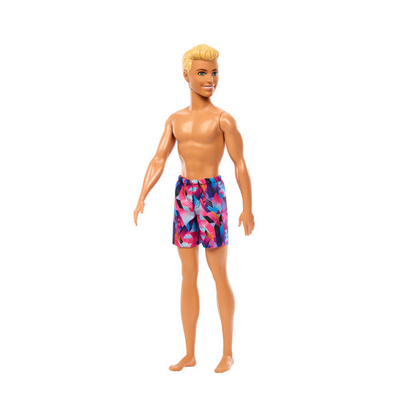 Ken de playa con traje de baño rosa y azul