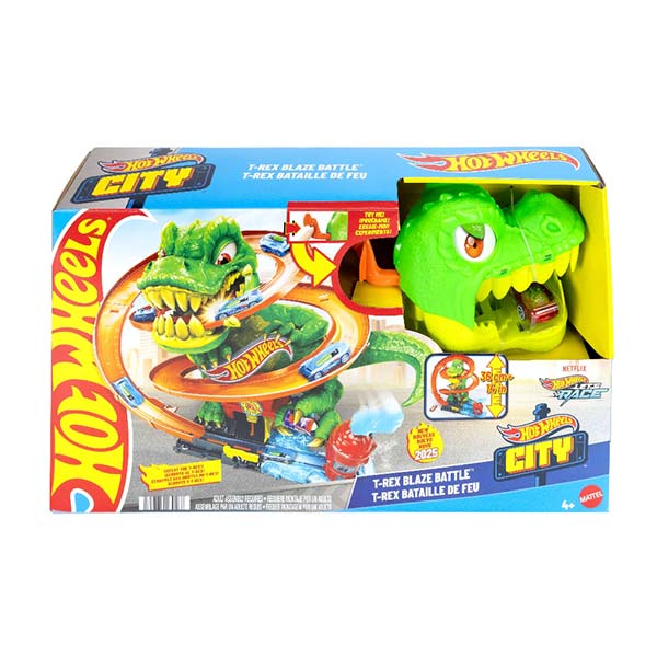 Hot Wheels City pista T-Rex vs Estación de bomberos