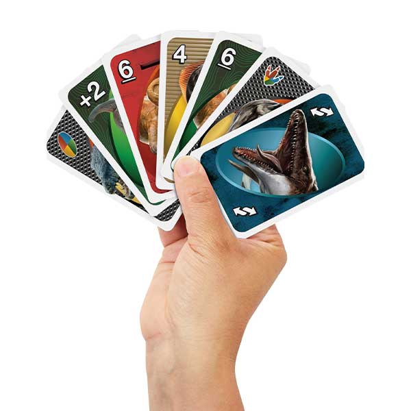UNO juego de cartas Jurassic World Rebirth