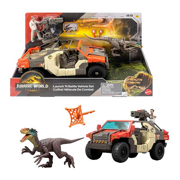 Jurassic World Rebirth vehículo con dinosaurio de la Película