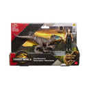 Jurassic World Rebirth paquete con dinosaurio y humano