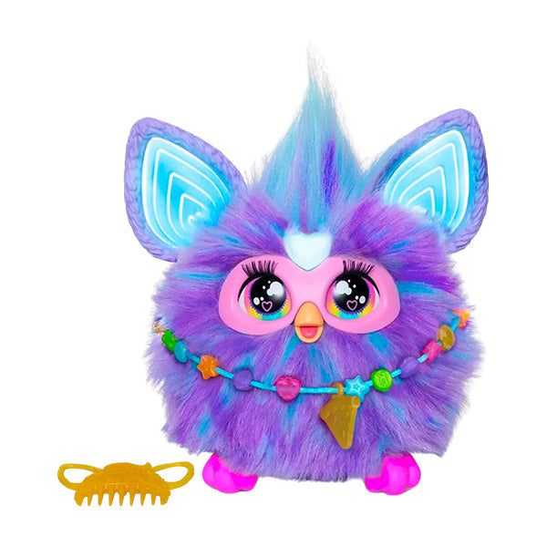 Peluche furby de color morado interactivo