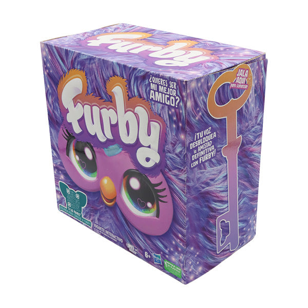 Peluche furby de color morado interactivo