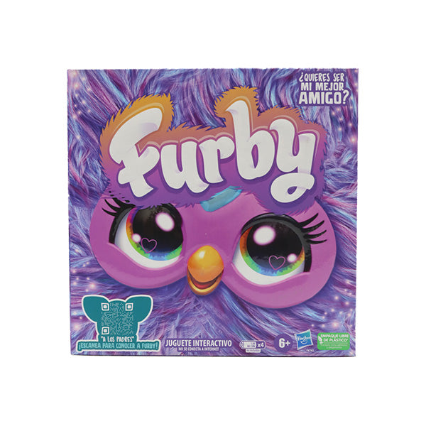 Peluche furby de color morado interactivo