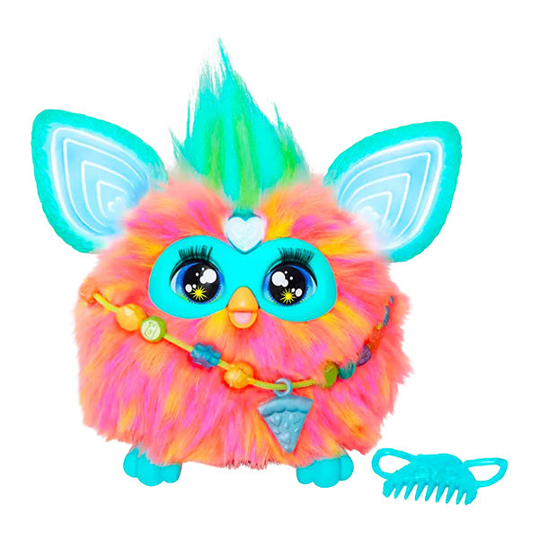 Peluche furby de color coral interactivo