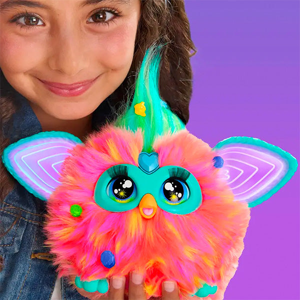 Peluche furby de color coral interactivo