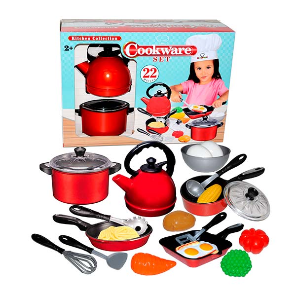 Set de cocina plástico de juguete 22 piezas.