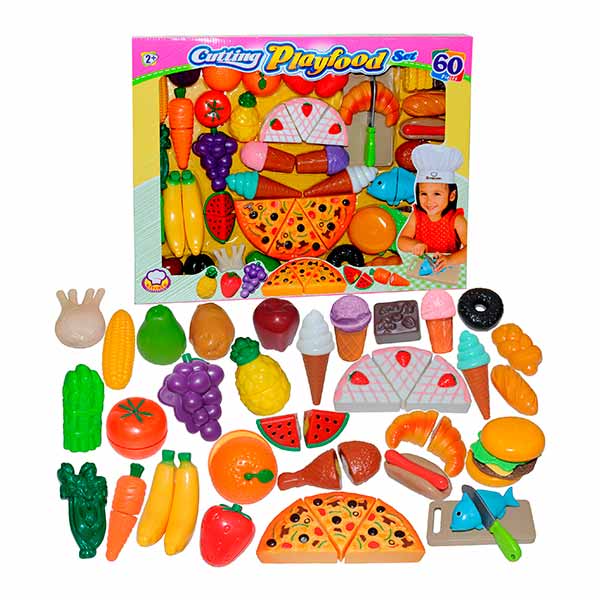 Set de alimentos plásticos de juguete 60 piezas