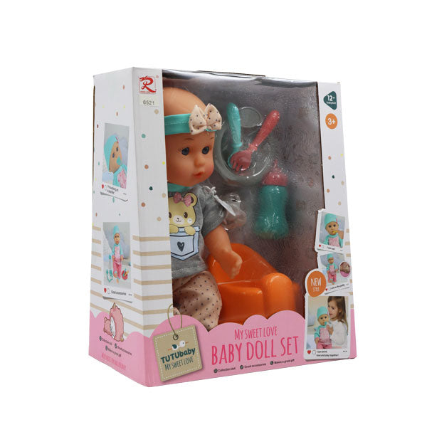 Muñeca 12" bebé set de alimentación