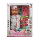 Muñeca 13" bebé con pijama blanca y set de alimentación