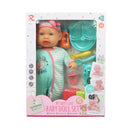 Muñeca 13" bebé con pijama celeste y set de alimentación