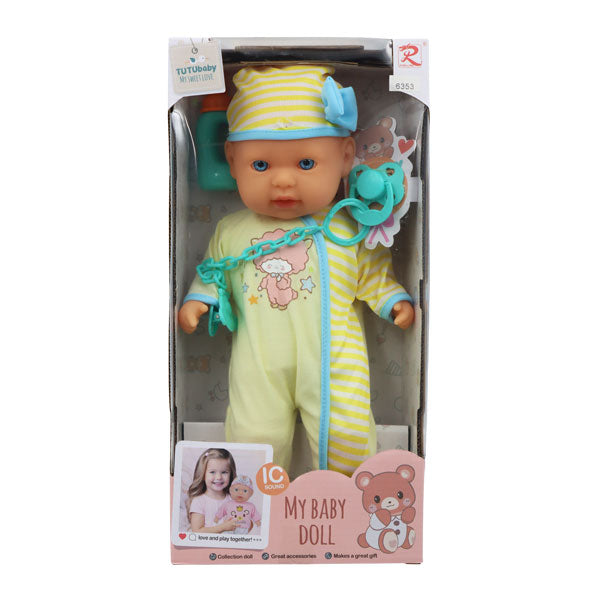 Muñeca 13" bebé con pijama amarilla