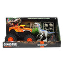 Set de dinosaurio con vehículo monster truck