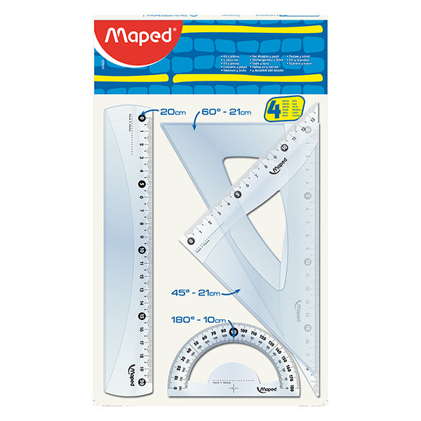 Juego de geometría 4 piezas 20 centímetros Maped