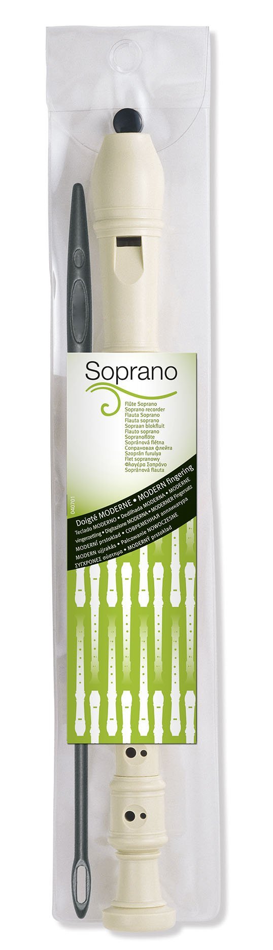 Flauta moderna en blíster.