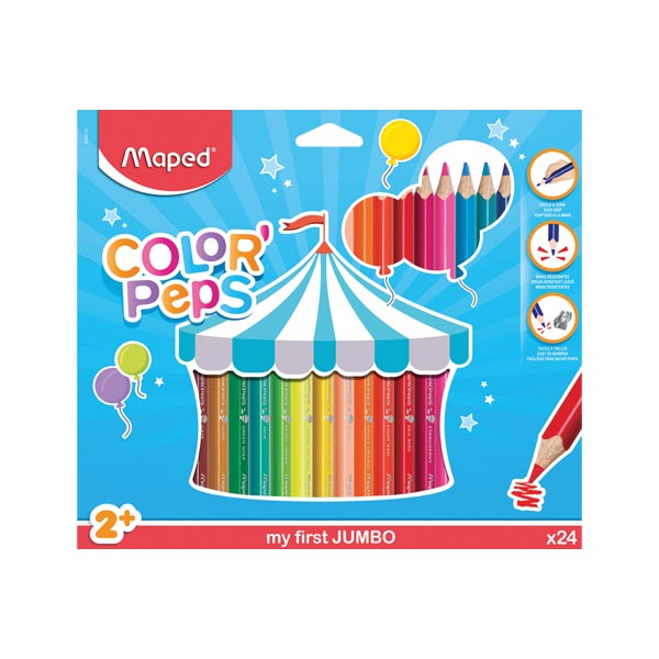 Lápices color Peps Jumbo caja 24 colores Maped.