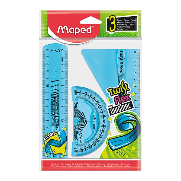 Juego geometría 15 cm 3 piezas Twist N Flex