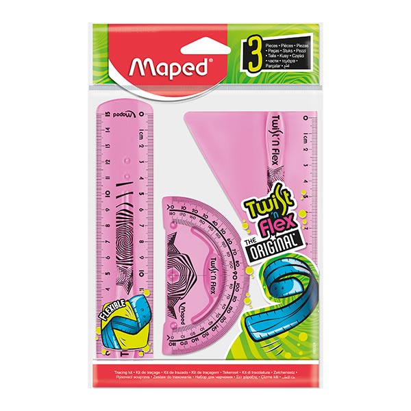 Juego geometría 15 cm 3 piezas Twist N Flex