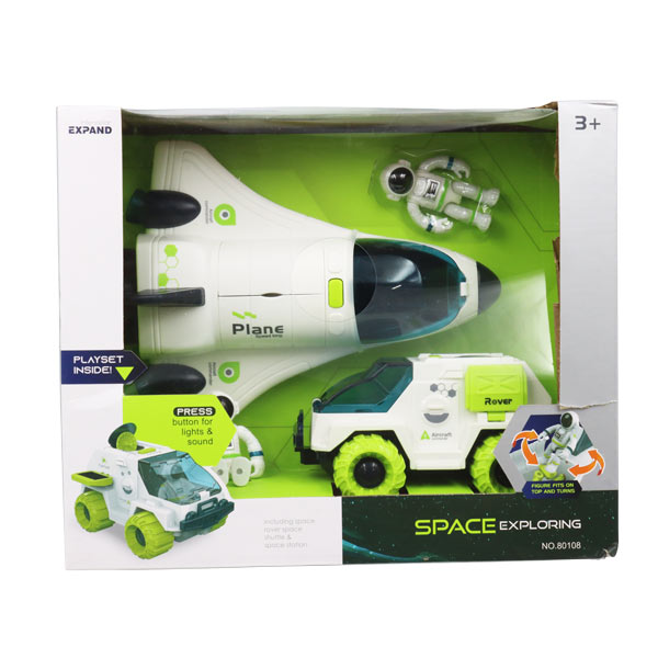 Set nave espacial con vehículo y figura astronauta
