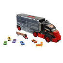 Camión transportador con 8 autos y accesorios de tránsito