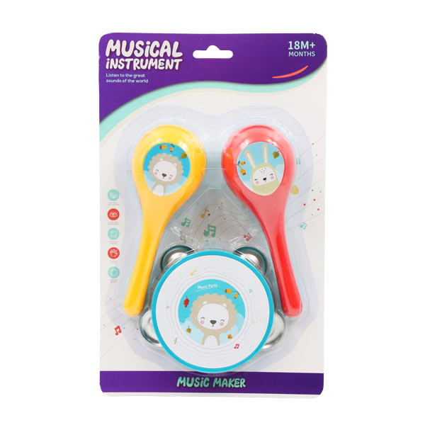 Juguete pandereta con maracas