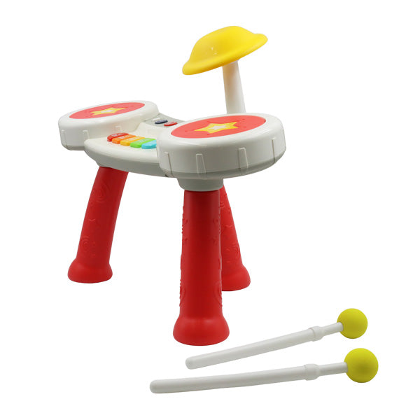 Set de batería y piano musical