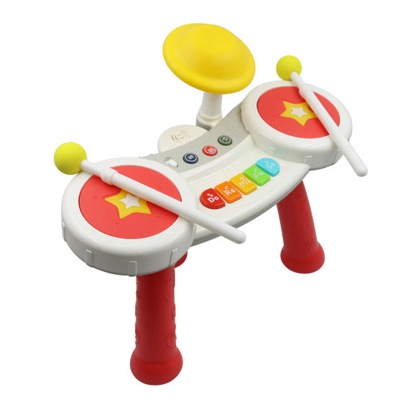 Set de batería y piano musical