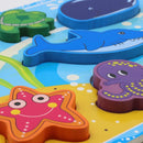 Rompecabezas con bloques de figuras marinas