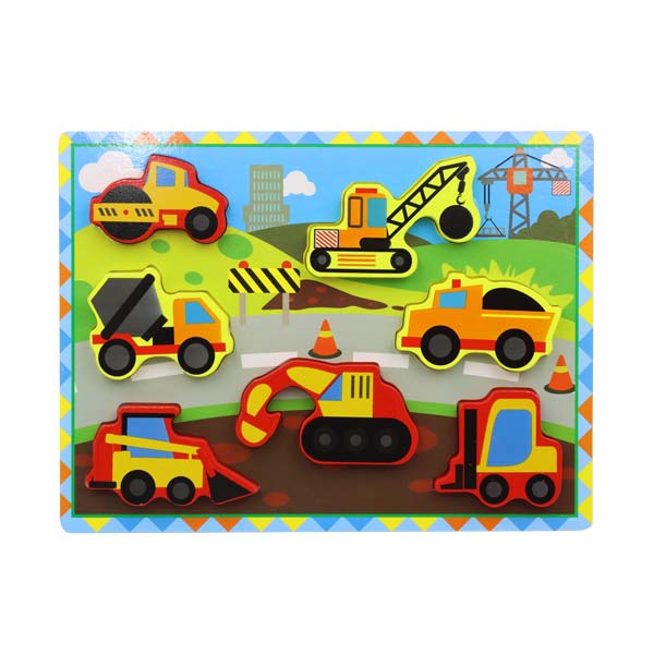 Rompecabezas con bloques de vehículos construcción
