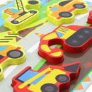 Rompecabezas con bloques de vehículos construcción