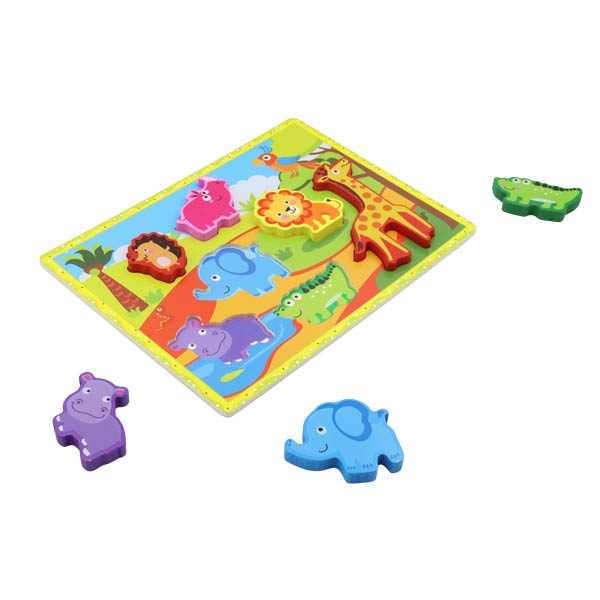 Rompecabezas con bloques de animales salvajes