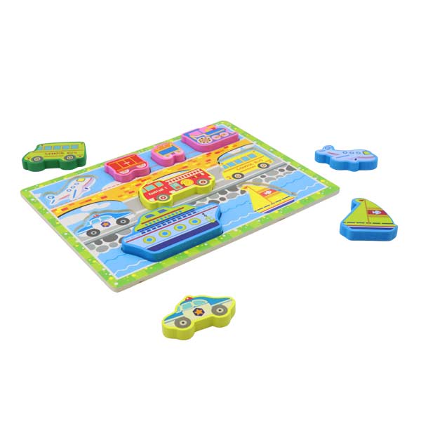 Rompecabezas con bloques de vehículos