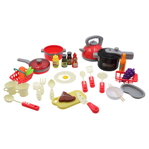 Set de cocina con luz y sonido 34 piezas