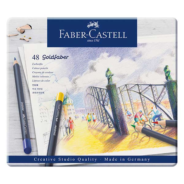 Lápiz Color caja metal Faber Gold 48uds