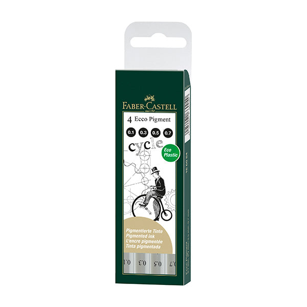 Marcador Ecco Pigment Negro 4uds Faber Castell.