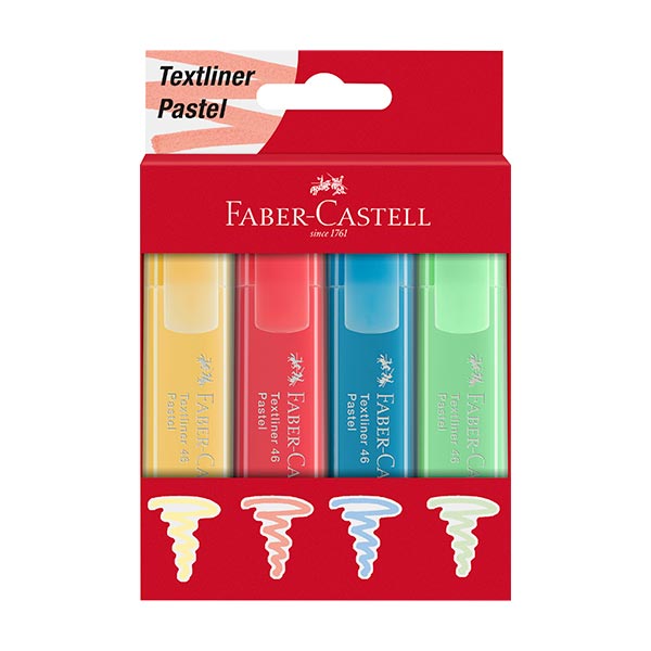 Resaltador texliner pastel 4 colores Faber Castell.