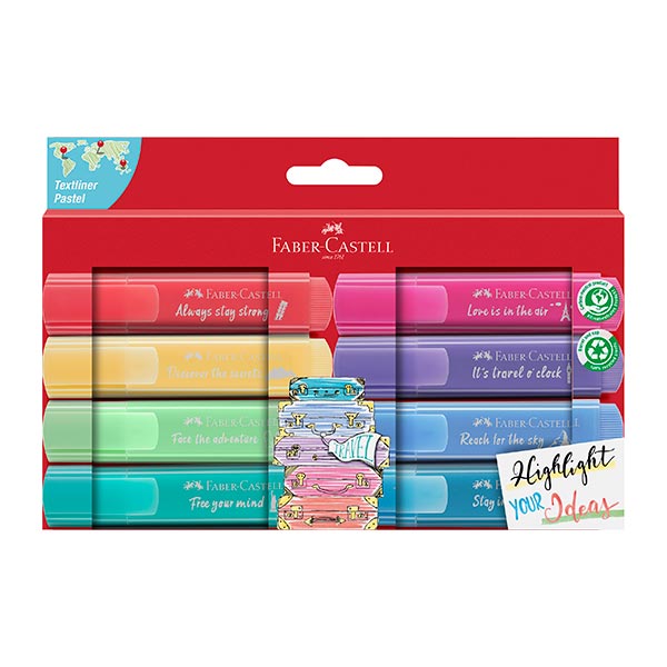 Resaltador texliner pastel 8 colores Faber Castell.