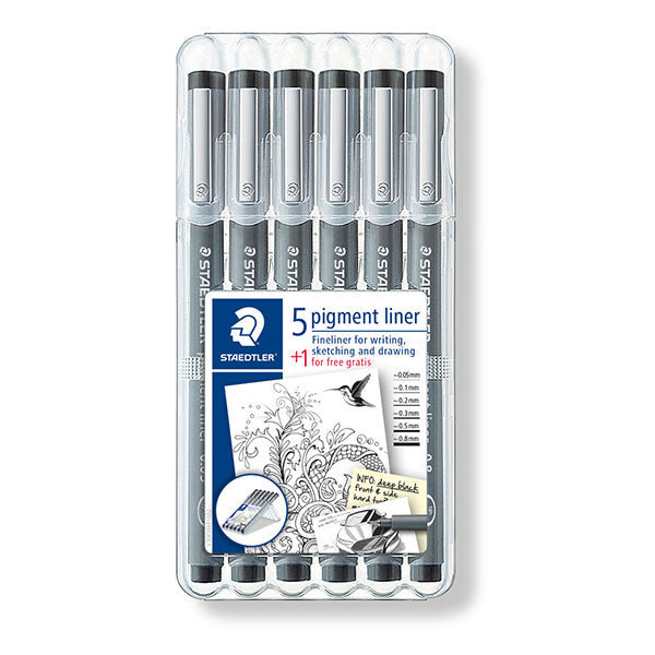 Rapidógrafo Pigment Liner 6 unidades Staedtler