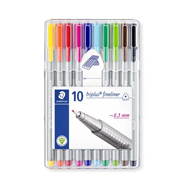 Marcadores fineliner 0.3mm triangulares set 10u Staedtler