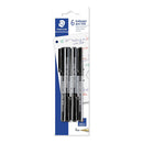 Bolígrafo negro punta fina blíster 6u Staedtler