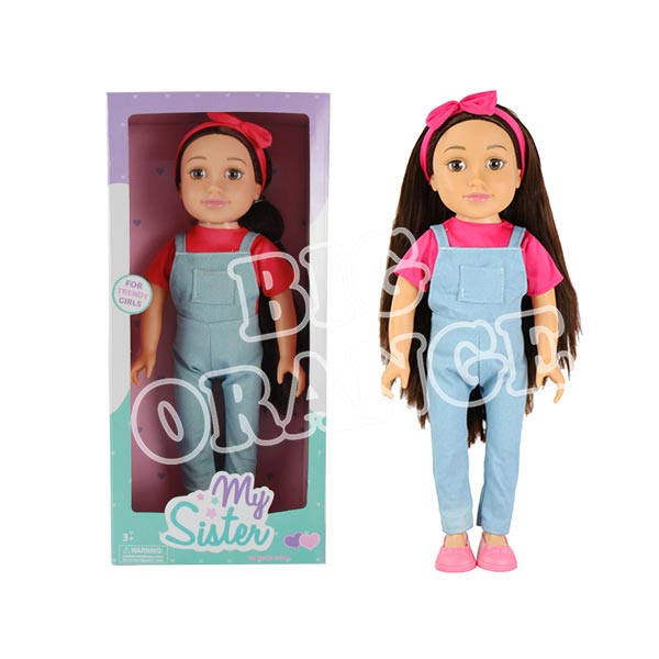 Muñeca castaña con camisa rosada 18" surtida