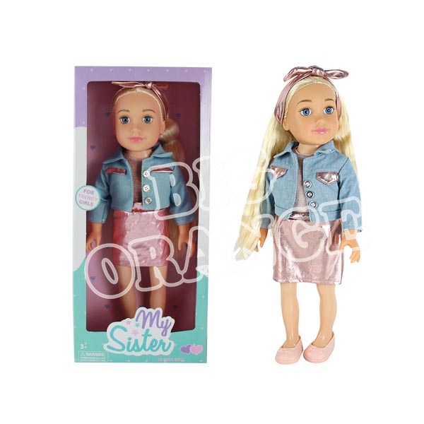 Muñeca rubia con vestido rosado de 18" surtida