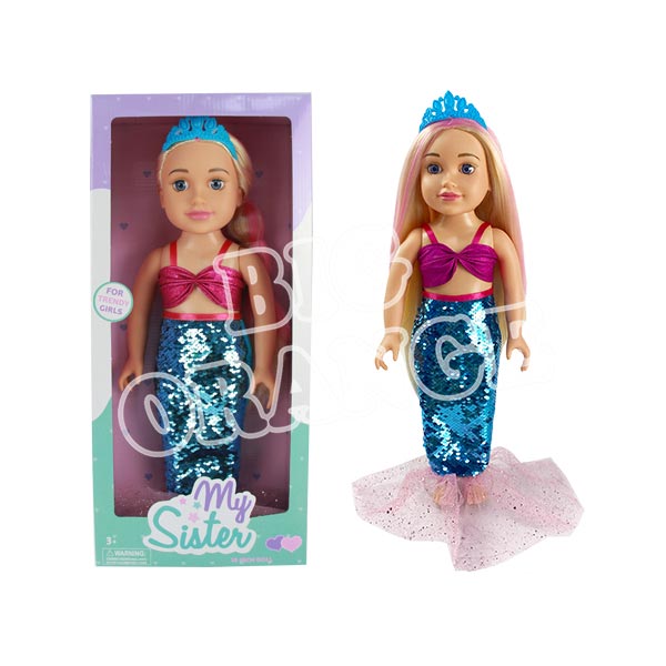 Muñeca rubia con vestido de sirena de 18" surtida