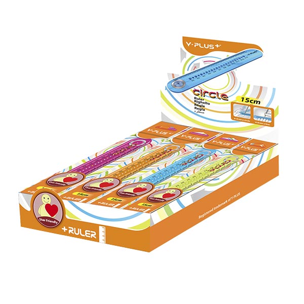 Regla plástica 15cm con compás