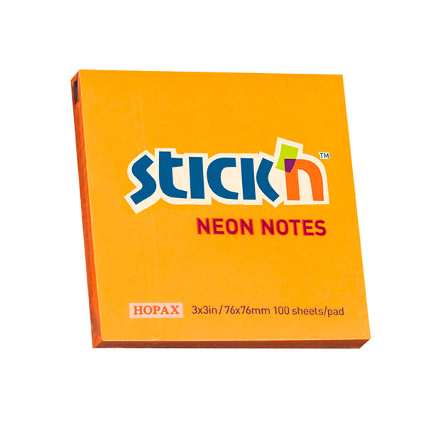 Nota adhesiva 3x5" naranja neón Stickn