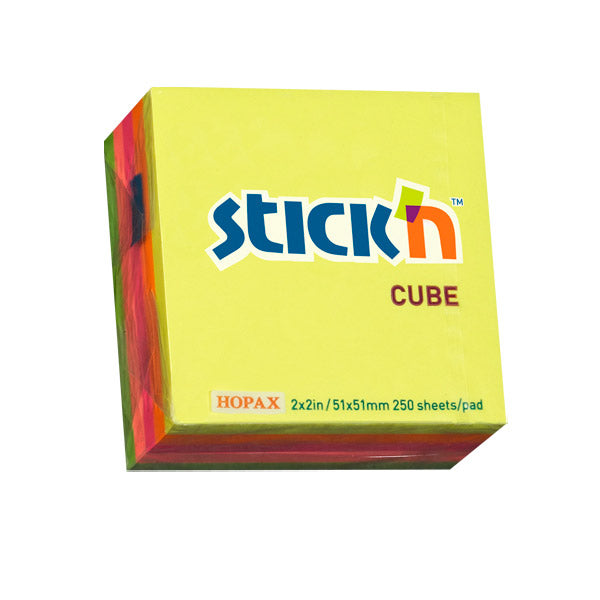 Nota adhesiva mini cubo neón 5 colores 2x2" 250 hojas