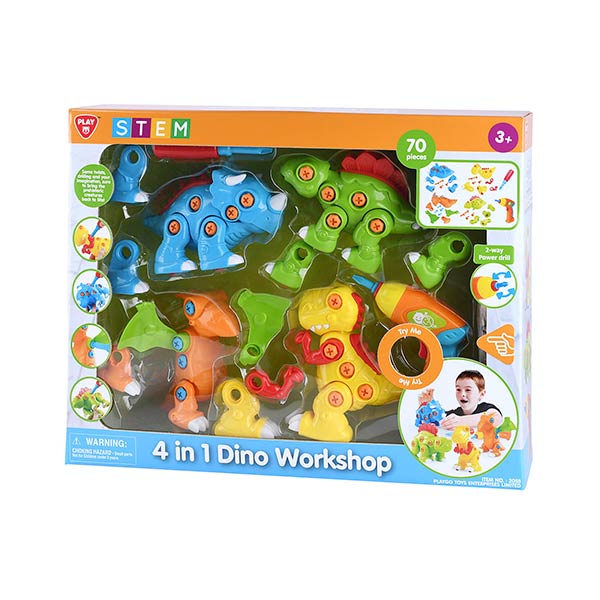 Set 4 en 1 taller dino 20pz