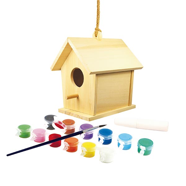 Pinta tu propia casa para pájaros con colgador y cuerda