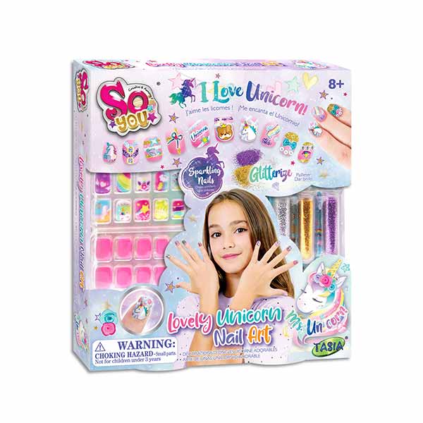 Set manicure diseño unicornio