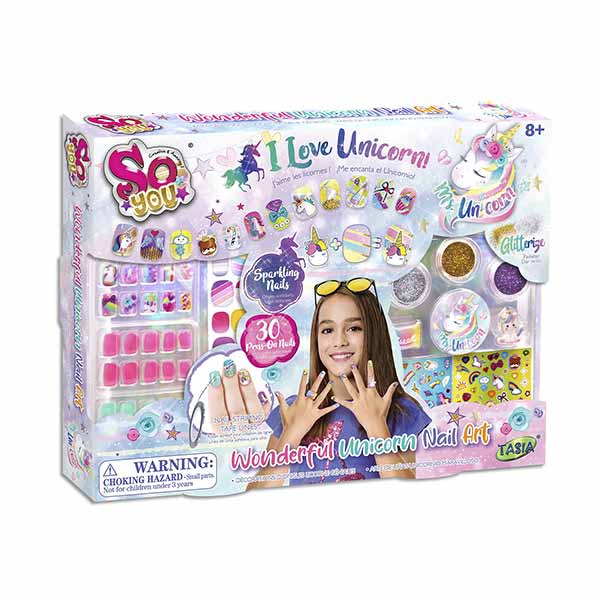 Set manicure diseño unicornio